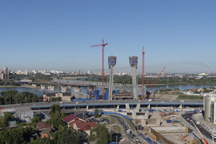 Строительство четвертого моста в Новосибирске. Июль 2022 г.
