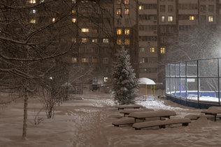 Заснеженные дворы Новосибирска