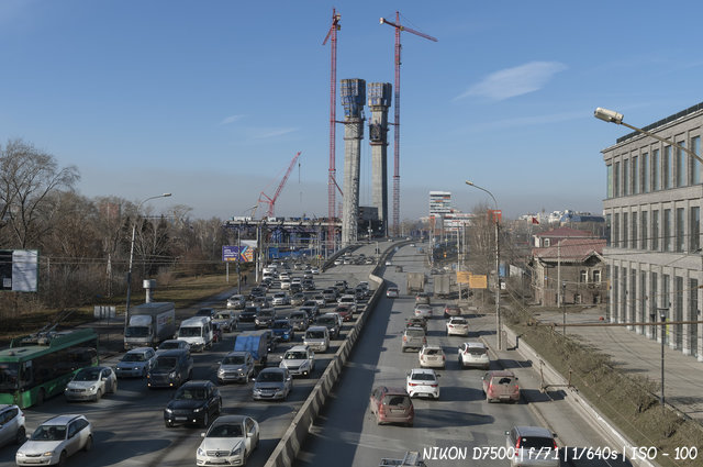Строительство пилона четвертого новосибирского моста